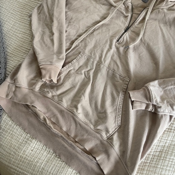 Aerie half zip oversized Henley hoodie tan color size XS pullover - Picture 2 of 6